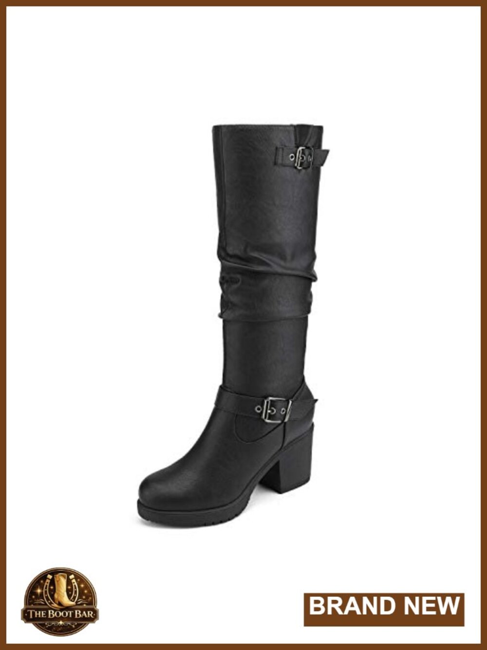 Women's Knee High Chunky Heel Boots Faux Fur Lining Zip Platform Slouchy